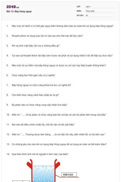 Bài 13: Bếp hồng ngoại