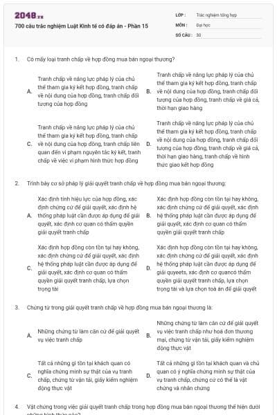 700 câu trắc nghiệm Luật Kinh tế có đáp án - Phần 15