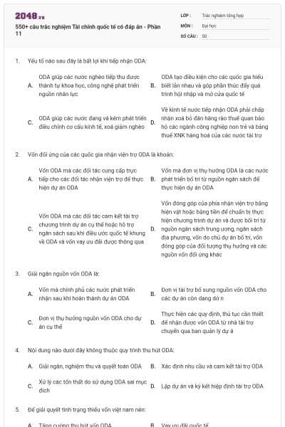 550+ câu trắc nghiệm Tài chính quốc tế có đáp án - Phần 11