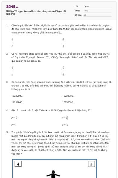 Bài tập Tổ hợp - Xác suất cơ bản, nâng cao có lời giải chi tiết (P7)