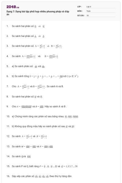 Dạng 7: Dạng bài tập phối hợp nhiều phương pháp có đáp án