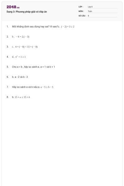 Dạng 3: Phương pháp giải có đáp án