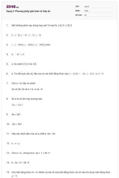 Dạng 3: Phương pháp giải toán có đáp án