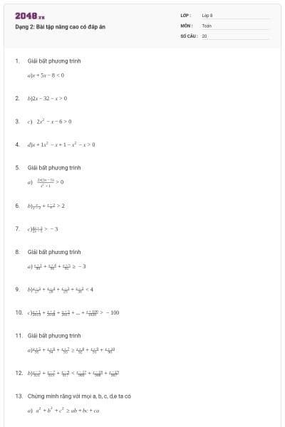 Dạng 2: Bài tập nâng cao có đáp án