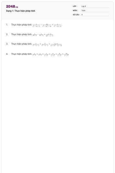 Dạng 1: Thực hiện phép tính