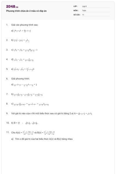 Phương trình chứa ẩn ở mẫu có đáp án