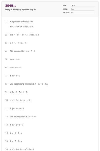 Dạng 5: Bài tập tự luyện có đáp án