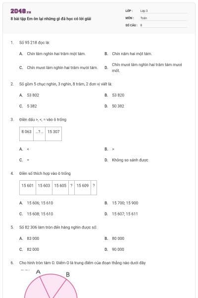 8 bài tập Em ôn lại những gì đã học có lời giải