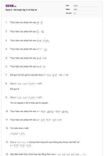 Dạng 4 : bài luyện tập 2 có đáp án