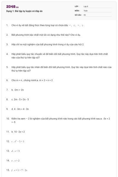 Dạng 1: Bài tập tự luyện có đáp án