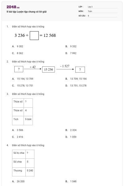 8 bài tập Luyện tập chung có lời giải