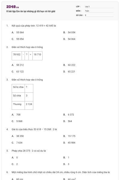 8 bài tập Em ôn lại những gì đã học có lời giải