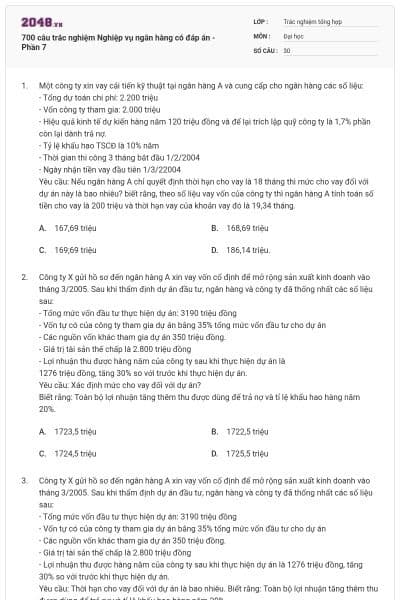 700 câu trắc nghiệm Nghiệp vụ ngân hàng có đáp án - Phần 7