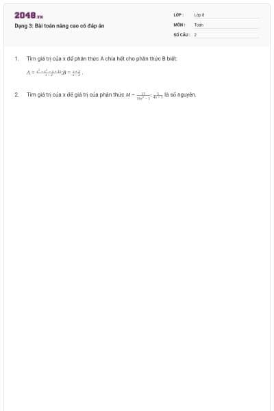 Dạng 3: Bài toán nâng cao có đáp án