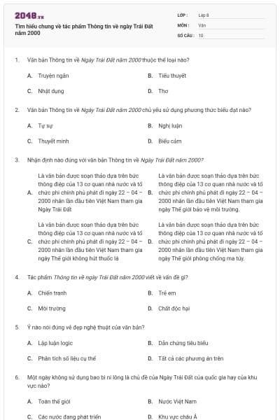 Tìm hiểu chung về tác phẩm Thông tin về ngày Trái Đất năm 2000