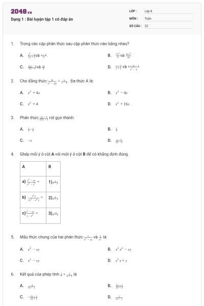Dạng 1 : Bài luyện tập 1 có đáp án