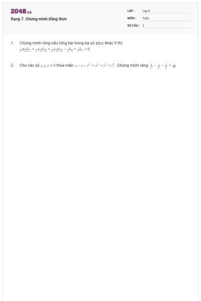 Dạng 7. Chứng minh đẳng thức