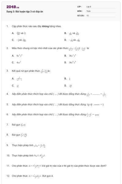 Dạng 3: Bài luyện tập 3 có đáp án
