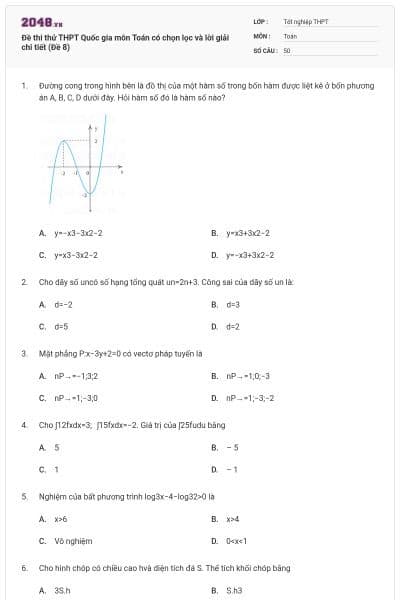 Đề thi thử THPT Quốc gia môn Toán có chọn lọc và lời giải chi tiết (Đề 8)