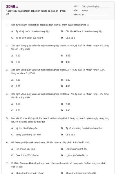 1550+ câu trắc nghiệm Tài chính tiền tệ có đáp án - Phần 26