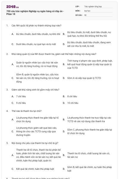 700 câu trắc nghiệm Nghiệp vụ ngân hàng có đáp án - Phần 18