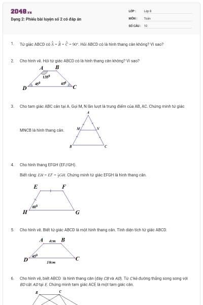 Dạng 2: Phiếu bài luyện số 2 có đáp án