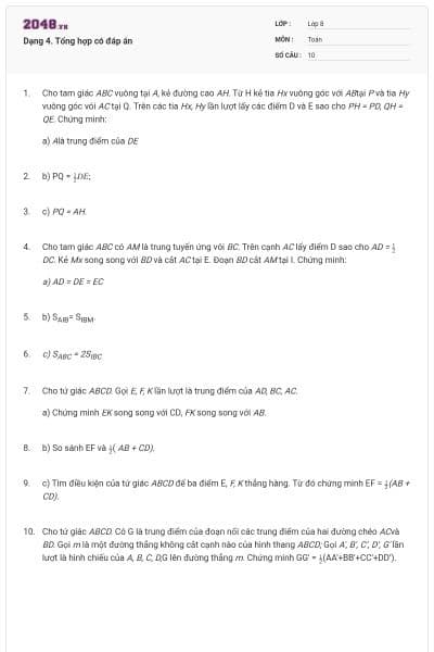 Dạng 4. Tổng hợp có đáp án