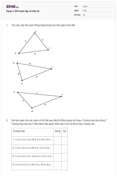 Dạng 3. Bài luyện tập có đáp án