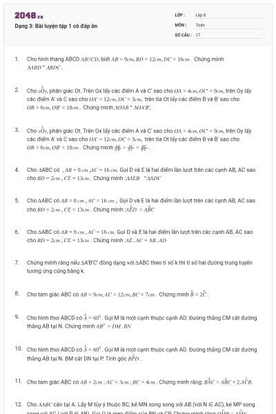 Dạng 3: Bài luyện tập 1 có đáp án