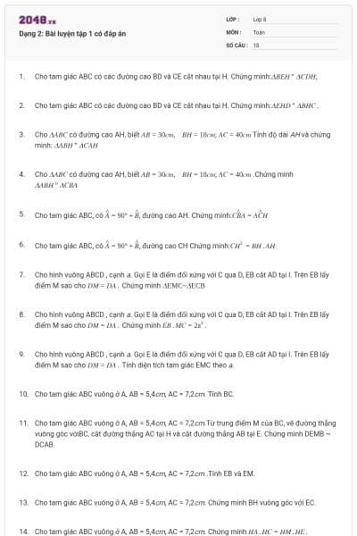 Dạng 2: Bài luyện tập 1 có đáp án