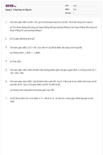 Dạng 3. Tổng hợp có đáp án