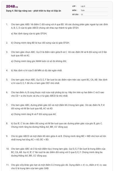Dạng 4. Bài tập nâng cao - phát triển tư duy có đáp án