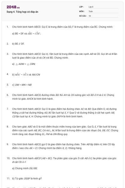 Dạng 4. Tổng hợp có đáp án