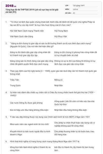 Tổng hợp đề thi THPTQG 2019 Lịch sử cực hay có lời giải chi tiết (P2)