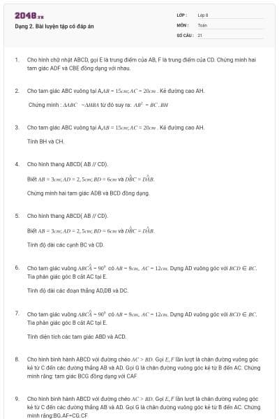 Dạng 2. Bài luyện tập có đáp án