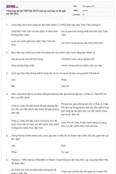 Tổng hợp đề thi THPTQG 2019 Lịch sử cực hay có lời giải chi tiết (P3)