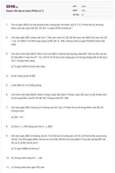 Dạng 6: Bài tập tự luyện (Phiếu số 1)