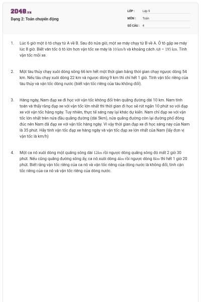 Dạng 2: Toán chuyển động