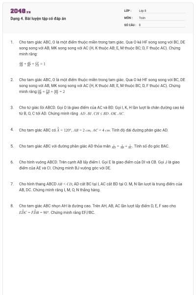 Dạng 4. Bài luyện tập có đáp án