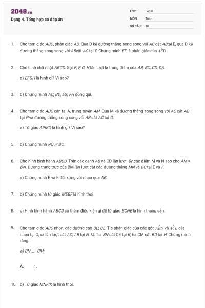 Dạng 4. Tổng hợp có đáp án