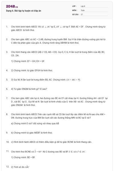 Dạng 6. Bài tập tự luyện có đáp án