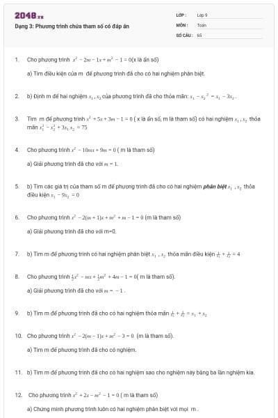 Dạng 3: Phương trình chứa tham số có đáp án