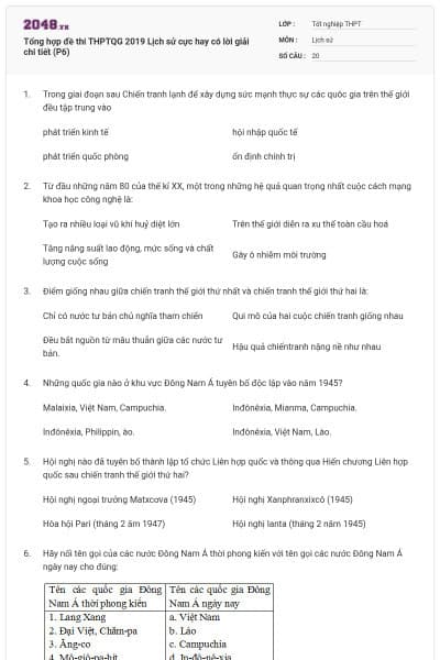 Tổng hợp đề thi THPTQG 2019 Lịch sử cực hay có lời giải chi tiết (P6)