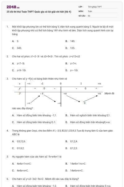 25 đề thi thử Toán THPT Quốc gia có lời giải chi tiết (Đề 4)