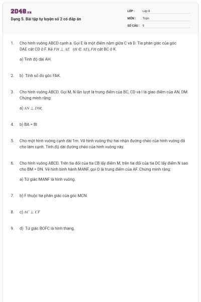 Dạng 5. Bài tập tự luyện số 2 có đáp án