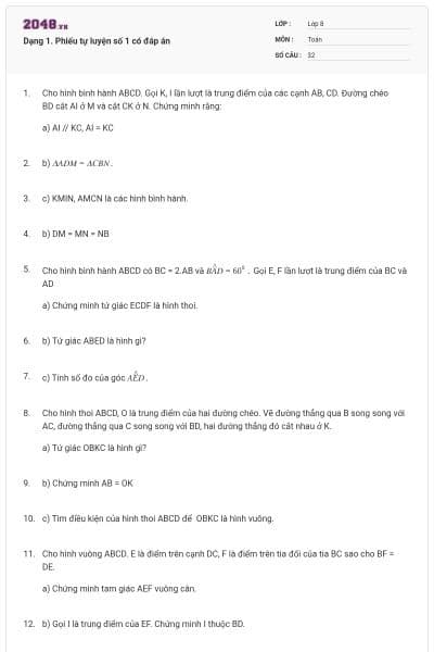 Dạng 1. Phiếu tự luyện số 1 có đáp án