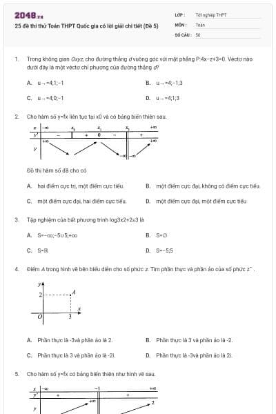 25 đề thi thử Toán THPT Quốc gia có lời giải chi tiết (Đề 5)