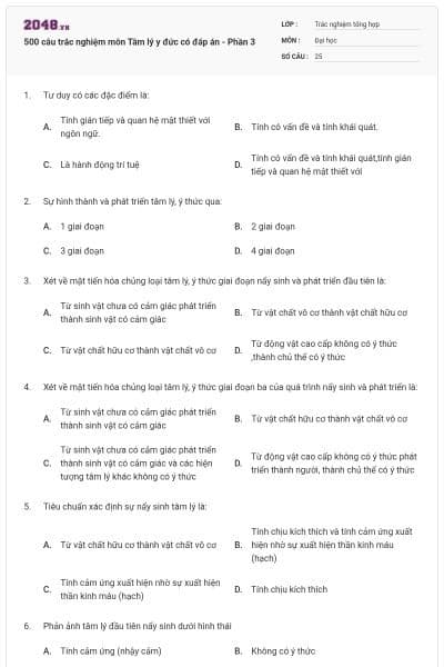 500 câu trắc nghiệm môn Tâm lý y đức có đáp án - Phần 3