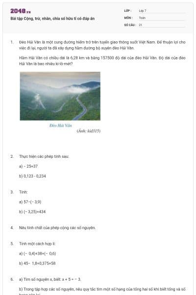 Bài tập Cộng, trừ, nhân, chia số hữu tỉ có đáp án