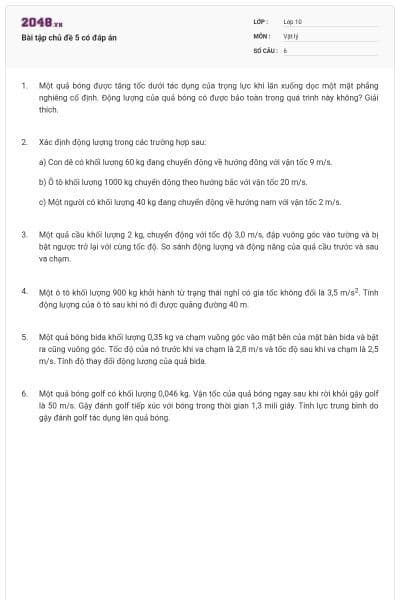 Bài tập chủ đề 5 có đáp án